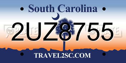 2UZ8755 South Carolina License Plate