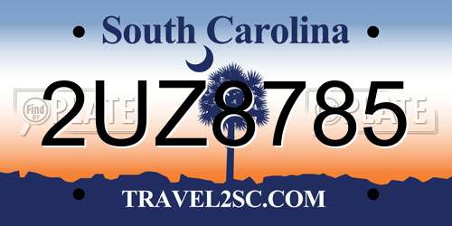 2UZ8785 South Carolina License Plate