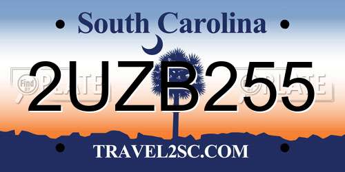 2UZB255 South Carolina License Plate