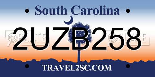 2UZB258 South Carolina License Plate