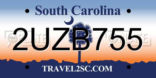 2UZB755 South Carolina License Plate