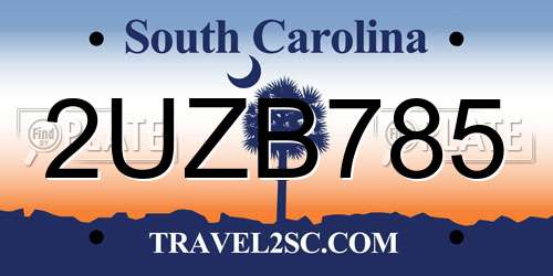 2UZB785 South Carolina License Plate