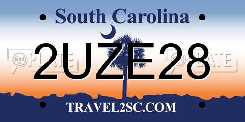 2UZE28 South Carolina License Plate