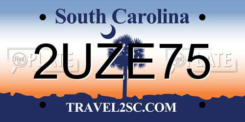 2UZE75 South Carolina License Plate