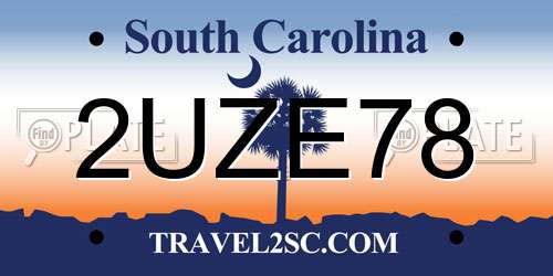 2UZE78 South Carolina License Plate