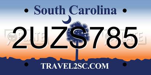2UZS785 South Carolina License Plate