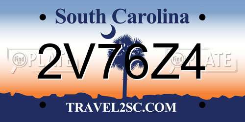 2V76Z4 South Carolina License Plate