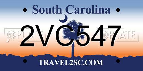 2VC547 South Carolina License Plate