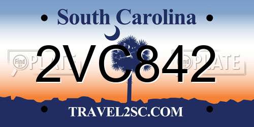 2VC842 South Carolina License Plate