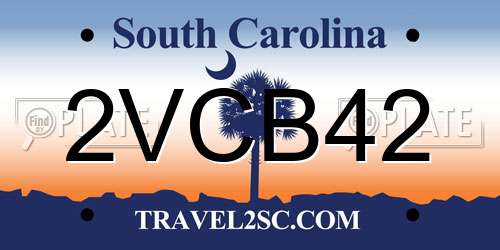 2VCB42 South Carolina License Plate