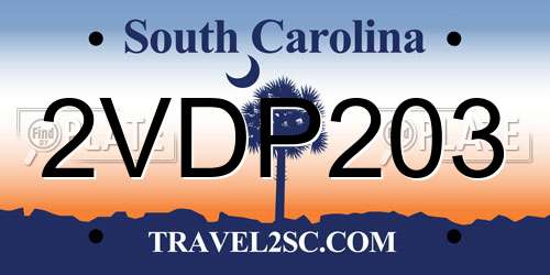 2VDP203 South Carolina License Plate