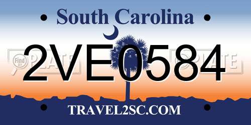 2VE0584 South Carolina License Plate