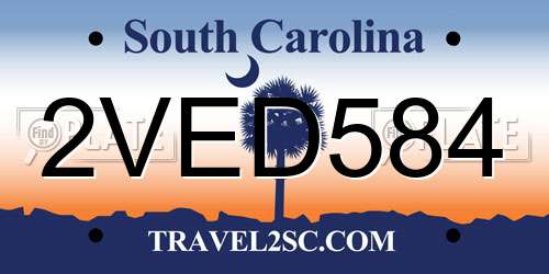 2VED584 South Carolina License Plate