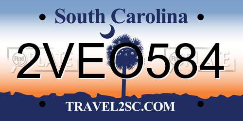 2VEO584 South Carolina License Plate
