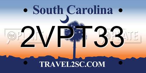 2VPT33 South Carolina License Plate
