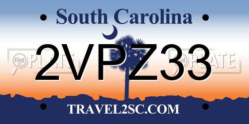 2VPZ33 South Carolina License Plate