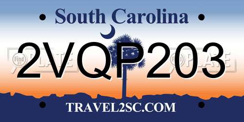 2VQP203 South Carolina License Plate