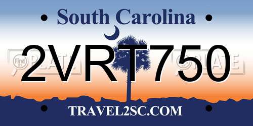2VRT750 South Carolina License Plate