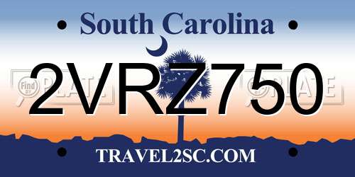 2VRZ750 South Carolina License Plate