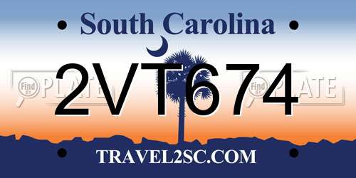 2VT674 South Carolina License Plate