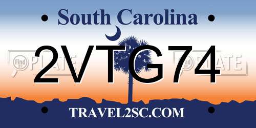 2VTG74 South Carolina License Plate