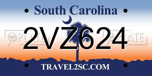 2VZ624 South Carolina License Plate