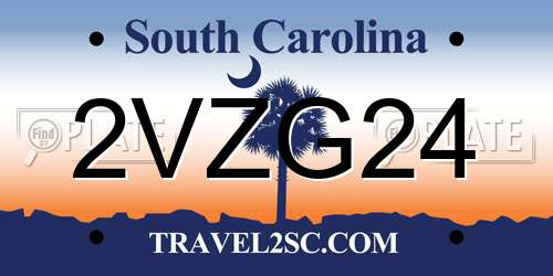 2VZG24 South Carolina License Plate