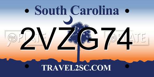 2VZG74 South Carolina License Plate
