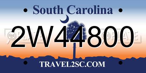 2W44800 South Carolina License Plate