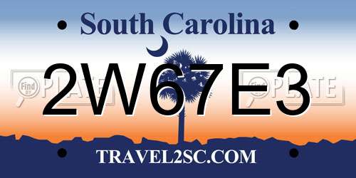 2W67E3 South Carolina License Plate