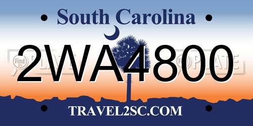 2WA4800 South Carolina License Plate