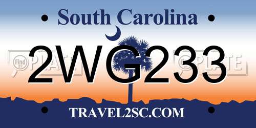 2WG233 South Carolina License Plate