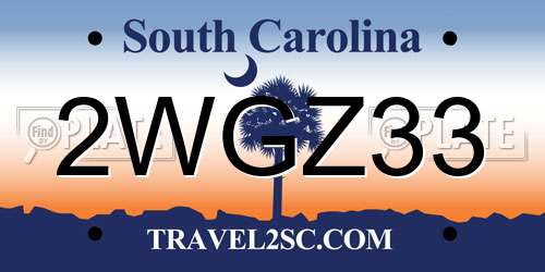 2WGZ33 South Carolina License Plate