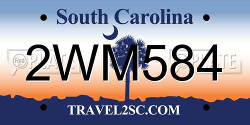2WM584 South Carolina License Plate