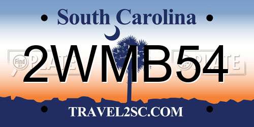 2WMB54 South Carolina License Plate