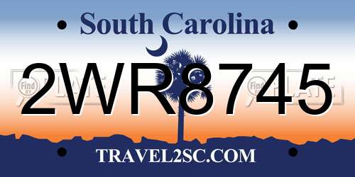 2WR8745 South Carolina License Plate