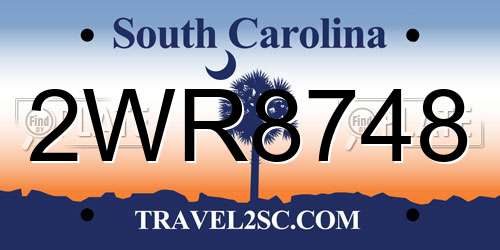 2WR8748 South Carolina License Plate