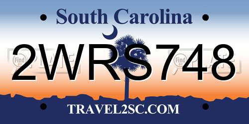 2WRS748 South Carolina License Plate