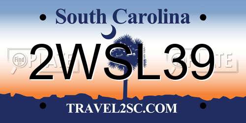 2WSL39 South Carolina License Plate