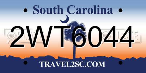 2WT6044 South Carolina License Plate