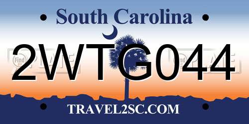 2WTG044 South Carolina License Plate