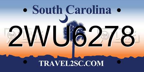 2WU6278 South Carolina License Plate