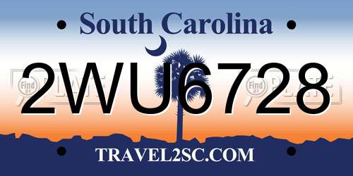 2WU6728 South Carolina License Plate