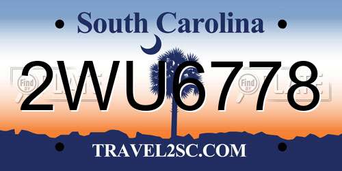 2WU6778 South Carolina License Plate