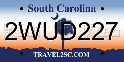 2WUD227 South Carolina License Plate