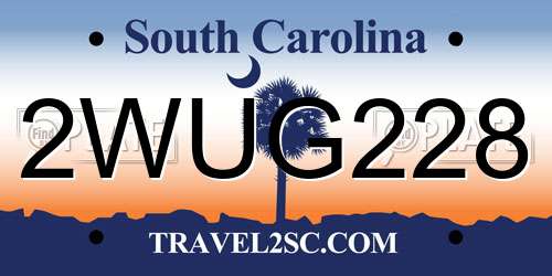 2WUG228 South Carolina License Plate