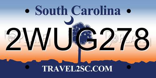 2WUG278 South Carolina License Plate