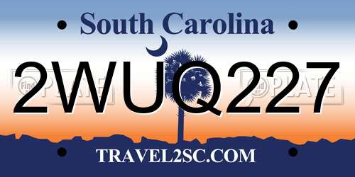 2WUQ227 South Carolina License Plate
