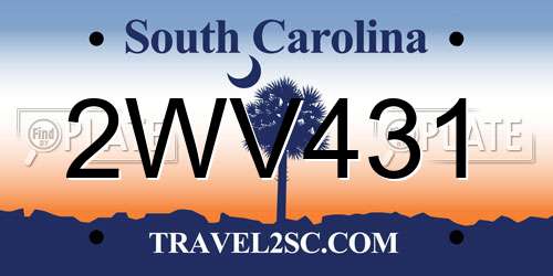 2WV431 South Carolina License Plate