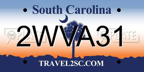 2WVA31 South Carolina License Plate